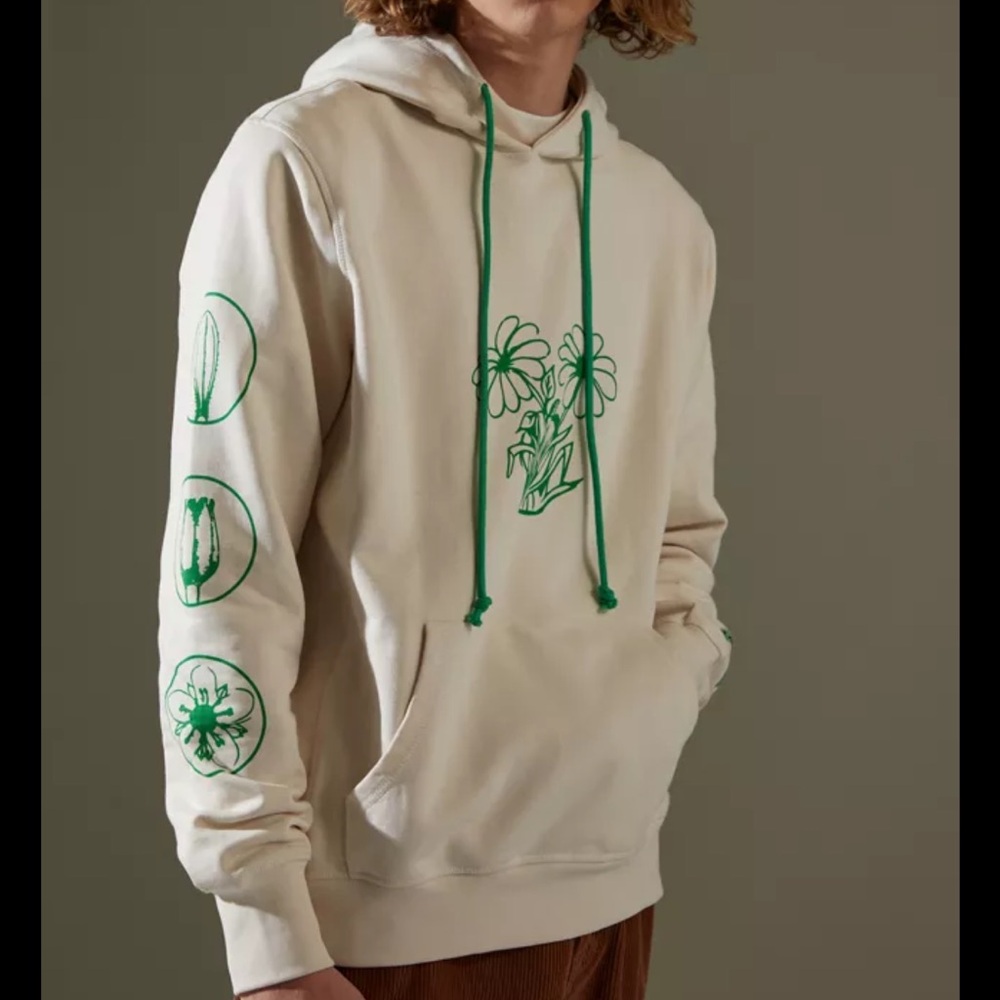 CHNG Urban Outfitters Allow yourself to grow Cream/Green Hoodie